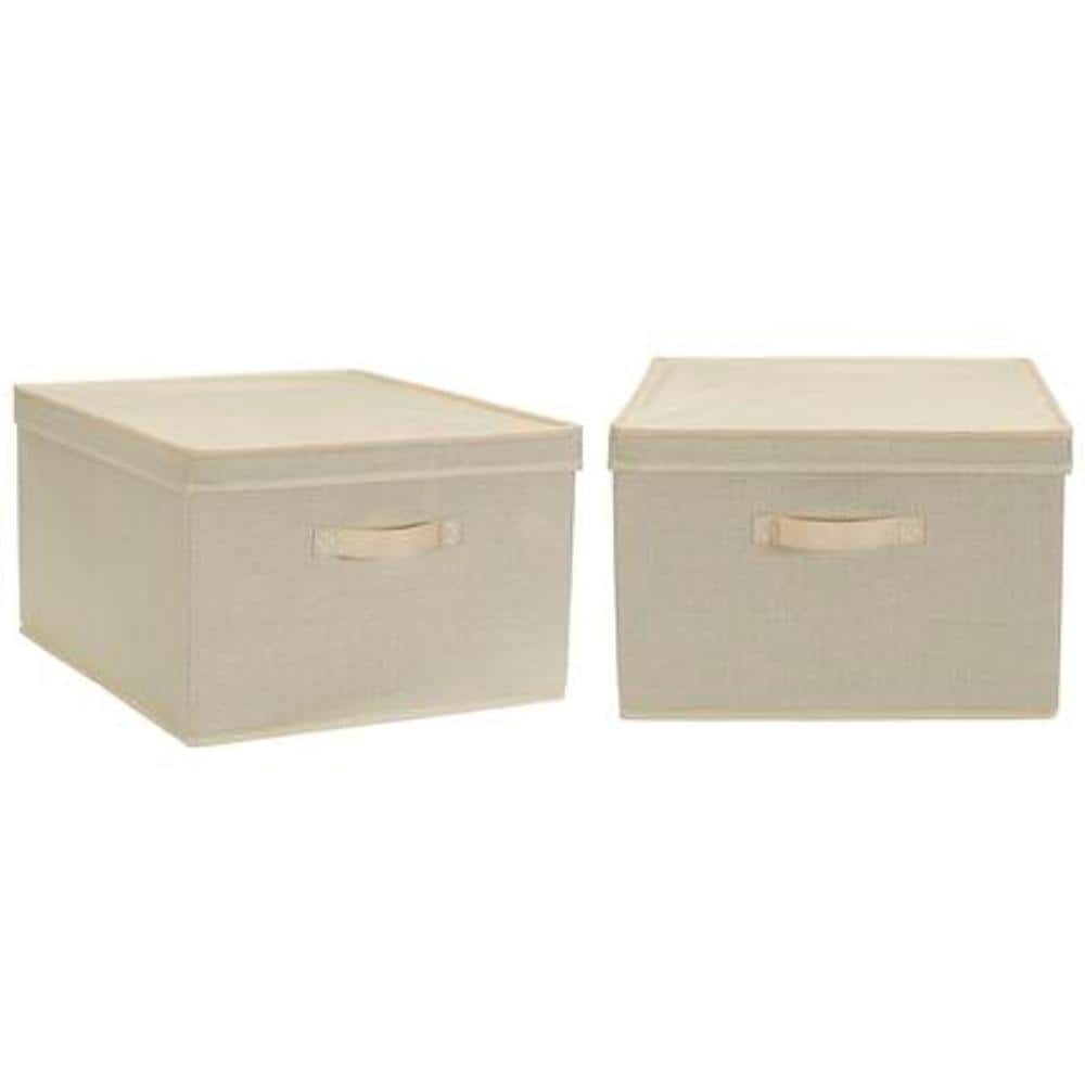 11 Gal. Jumbo Storage Box in Cream Linen (2-Pack) - Hercitys