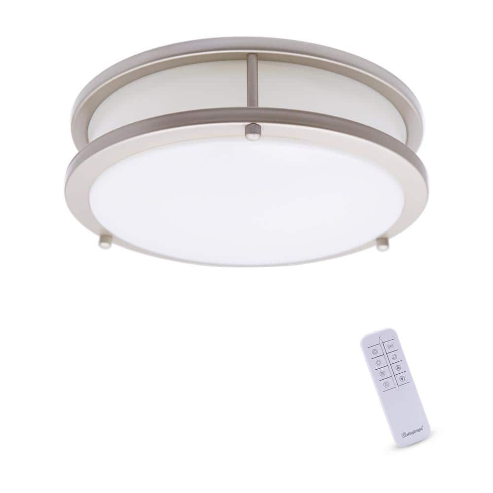 11.8 In. LED Motion Sensor Ceiling Light with Plastic White Shade and Dimmable, with Remote Control - Hercitys