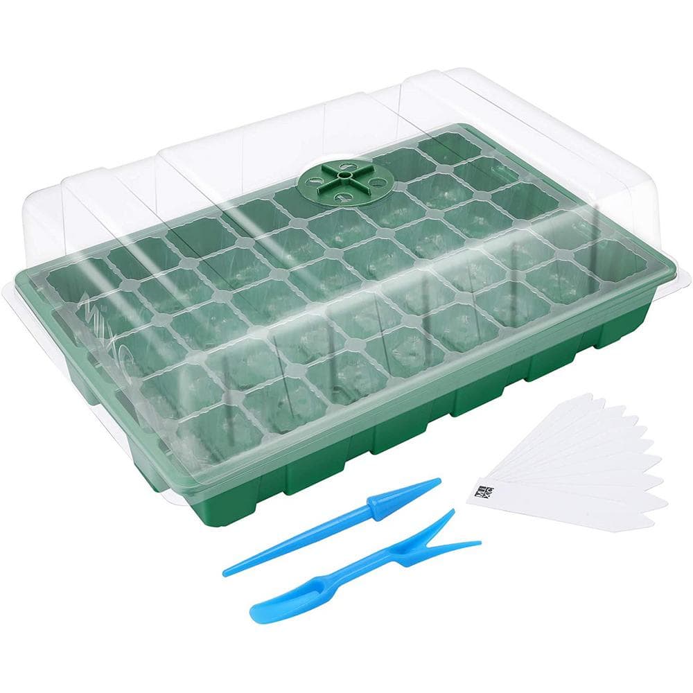 15.35 in. x 9.84 in. x 5.03 in. 200 Seed Starter Plant Grow Kit Greenhouse with Humidity Dome and Base (Pack of 5) - Hercitys