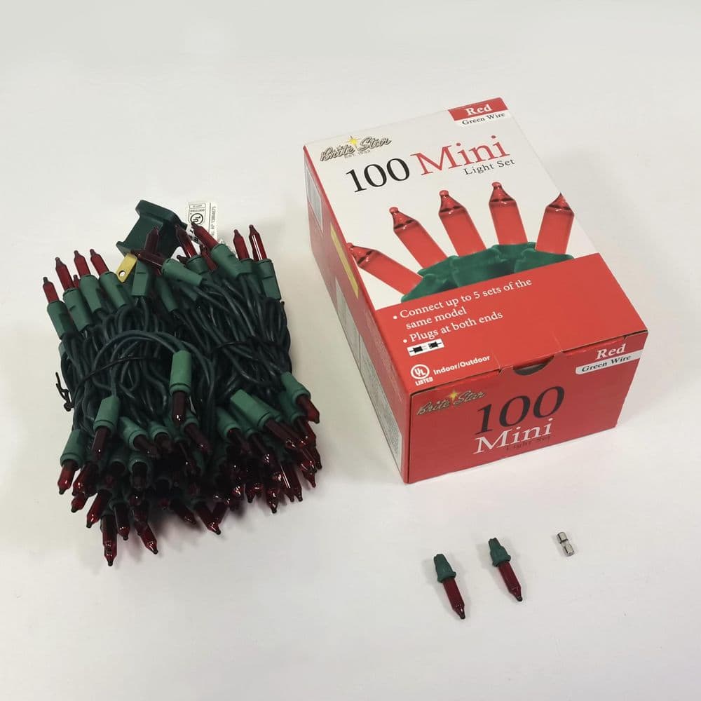 22.42 ft. 100-Count Incandescent Red Christmas String to String Mini Lights - Hercitys