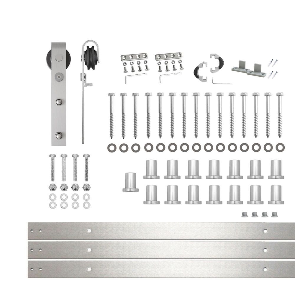 20 ft./240 in. Brushed Nickel Non-Bypass Sliding Barn Door Track and Hardware Kit for Single Door - Hercitys