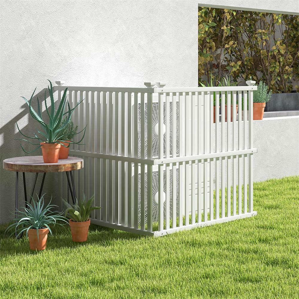 45 in. Plastic Garden Fence in White with Metal Ground Stakes Slat Spacing Sturdy(2 Panels) - Hercitys