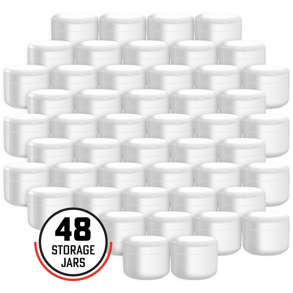 48-Pack 2 Oz White Plastic Containers with Inner and Outer Lid - Hercitys