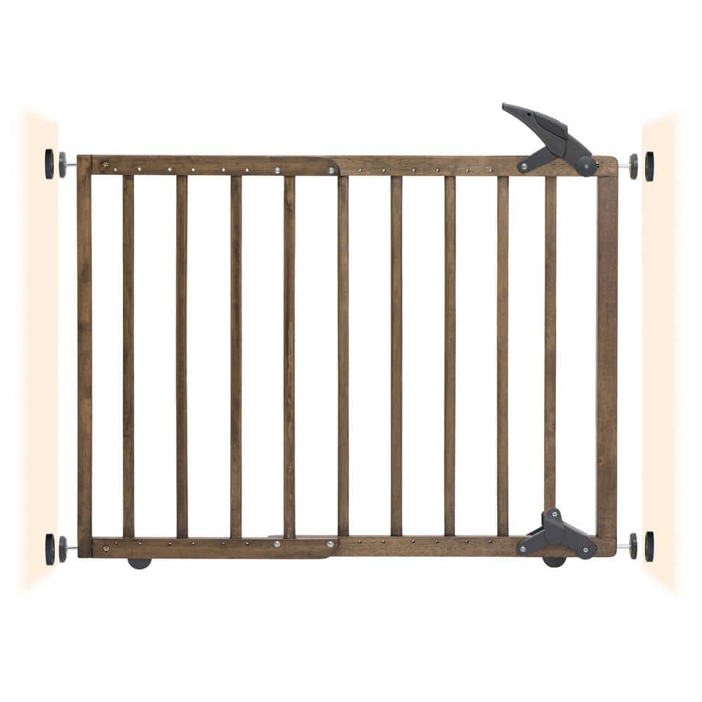 28 in. Tall Nottingham Hardware or Pressure Mounted Wooden 27.5 in. to 41 in. Wide Baby Gate - Hercitys