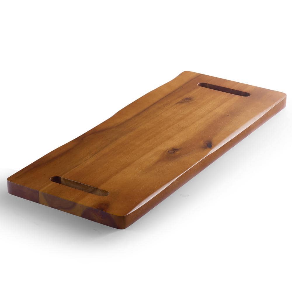 24 in. Brown Acacia Cutting Boards with Handles and Dual-Sided Design, Serving for Meat and Appetizers - Hercitys