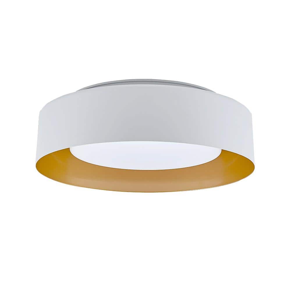 15.75 in. 3-Light White Flush Mount with Satin Opal Glass Shade and No Bulbs Included - Hercitys