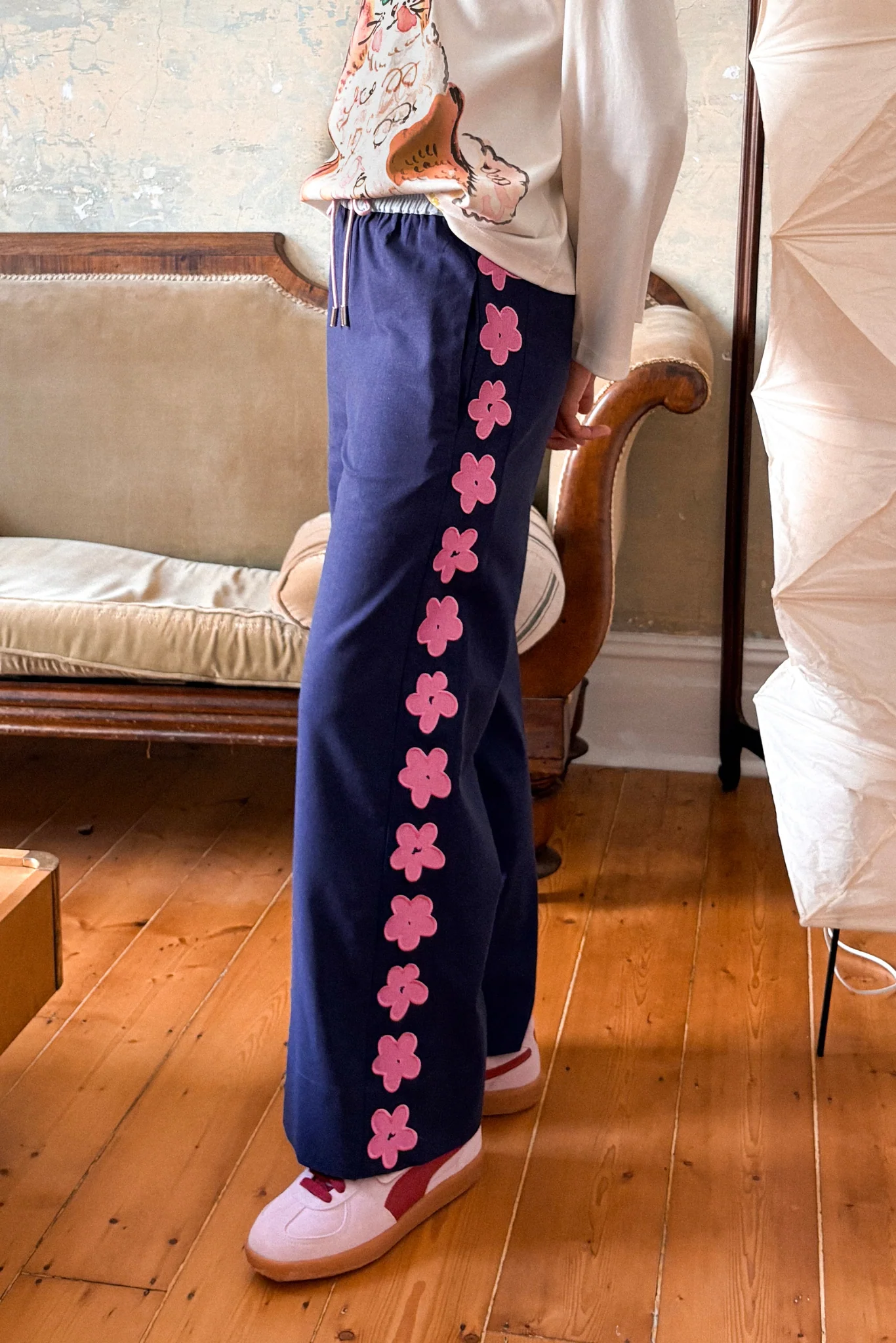 COLUMN PANT - BLUEBERRY FLOWER - Hercitys