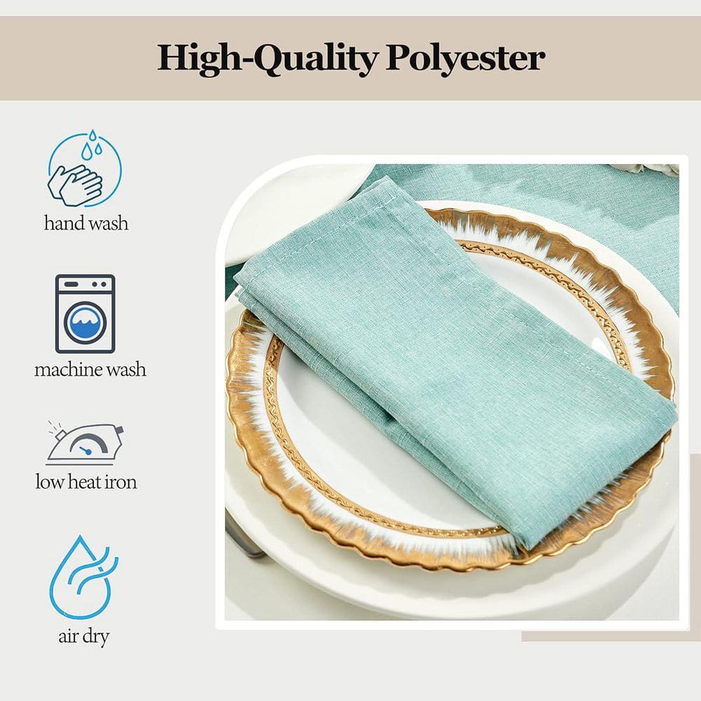 17 x 17 Inch Solid Washable Linen Style Napkins for Wedding Party Restaurant Dinner Parties (Turquoise Blue, Set of 6) - Hercitys