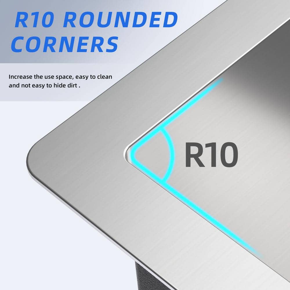 10 in. Undermount Single Bowl 16-Gauge Handmade Stainless Steel Kitchen Sink with Strainer Basket - Hercitys