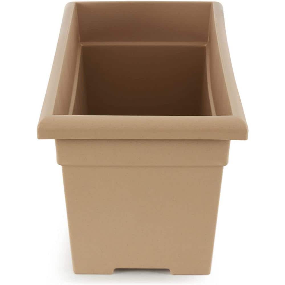 28 in. L Rectangular Planter Box Light-weight Plastic Outdoor Plant Pot with Drainage For Decks - Hercitys