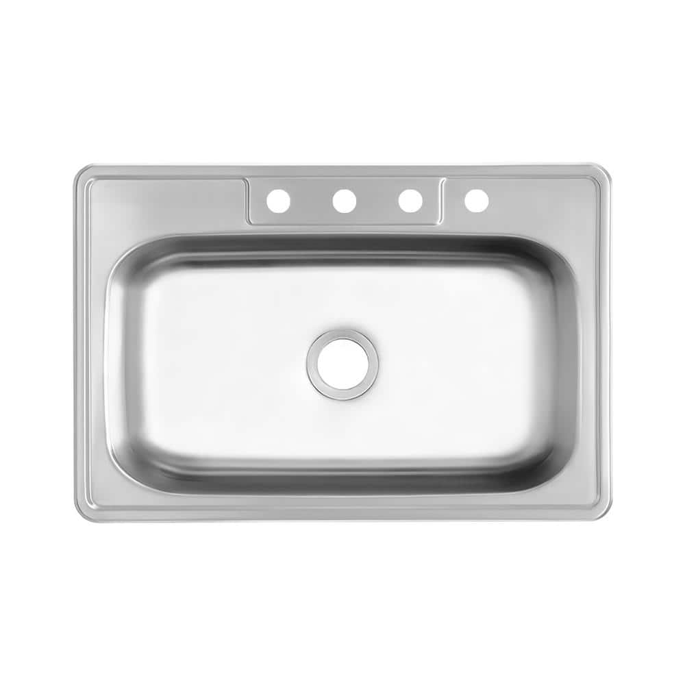 33 in. Drop-In Single Bowl 20-Gauge Stainless Steel Kitchen Sink - Hercitys