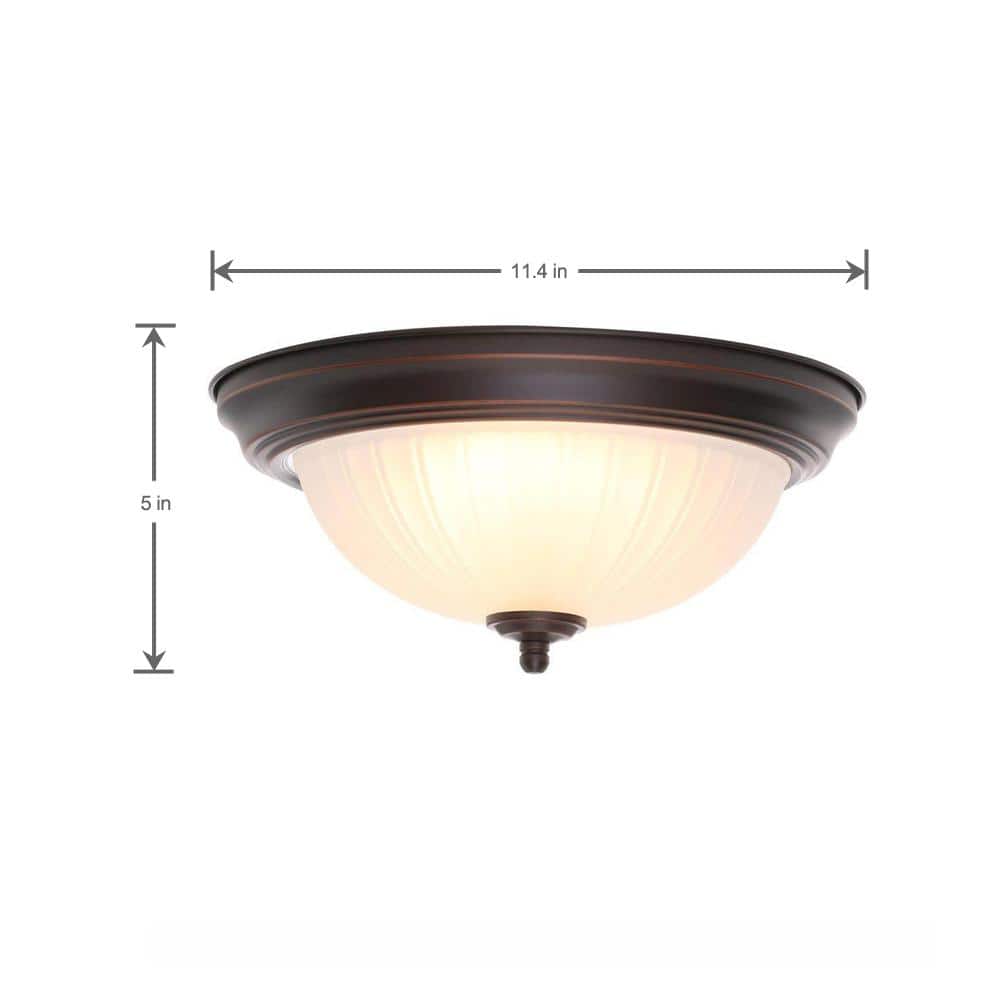 11 in. 100-Watt Equivalent Oil-Rubbed Bronze Integrated LED Flush Mount with Frosted Glass Shade (2-Pack) - Hercitys