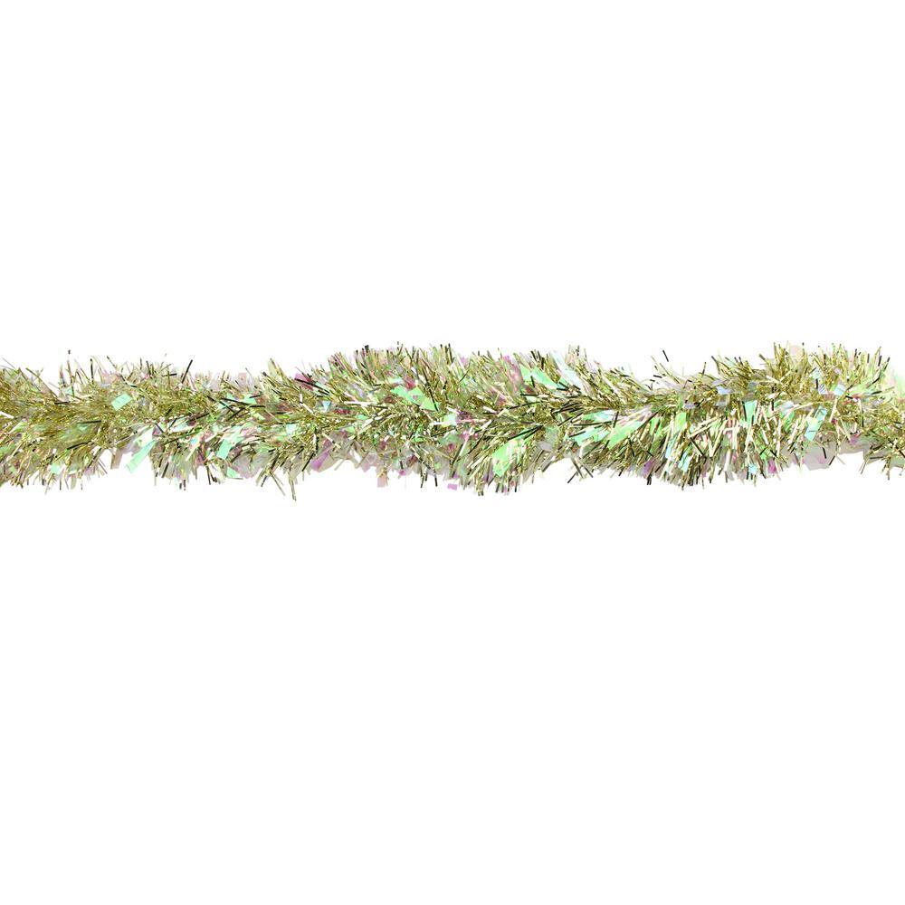 12 ft. Unlit Starburst Iridescent and Gold Christmas Tinsel Garland - Hercitys