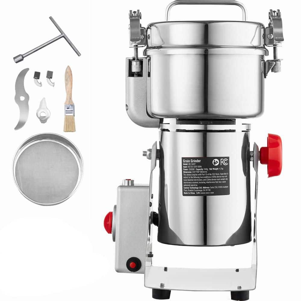 500g Electric Grain Mill Grinder 2000-Watt High Speed, Stainless Steel Pulverizer for Dry Grains Spices Cereals Coffee - Hercitys