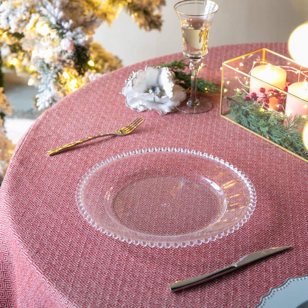 13 in. Clear Plastic Charger Plate (Set of 8) for Dinner Plates, Easy Care - Hercitys