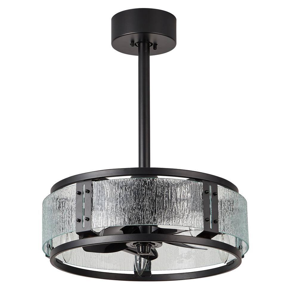 18 in. Indoor Black Glass Shade Reversible Ceiling Fan with Light and Remote, 6-speed - Hercitys