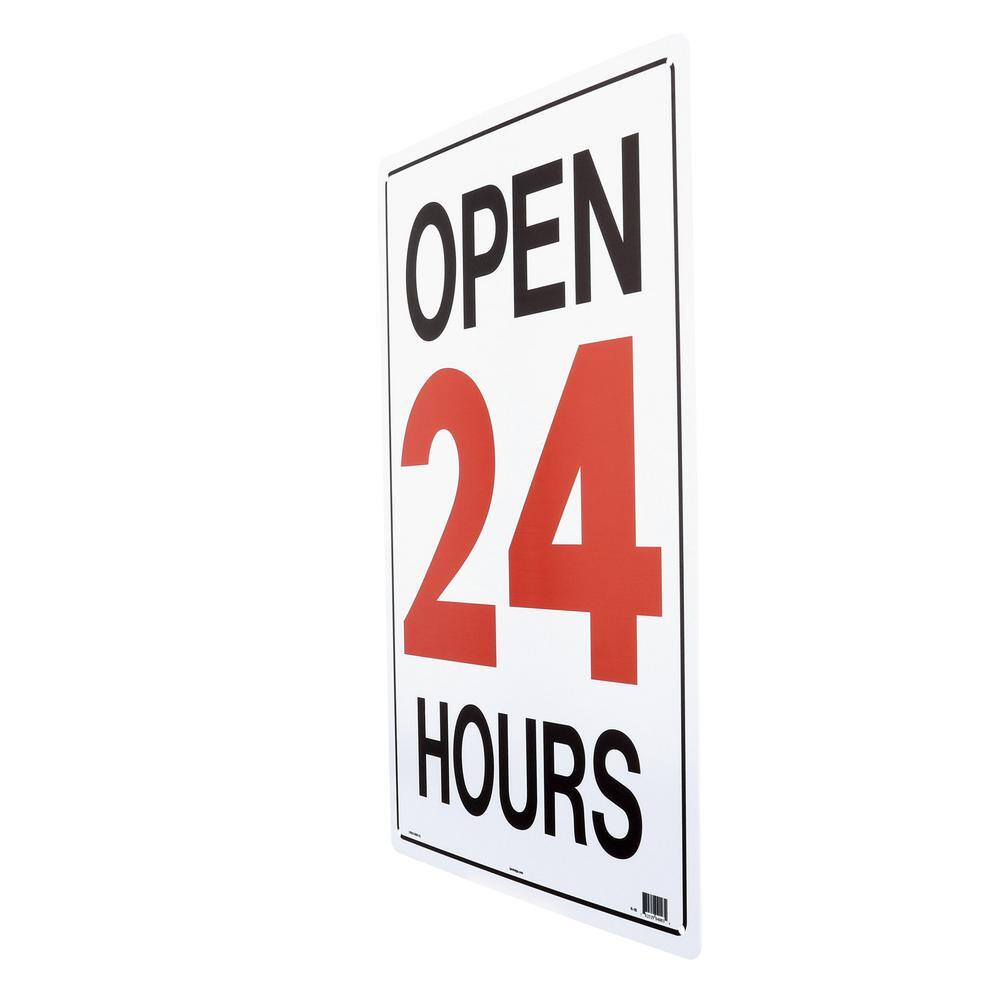 15 in. x 21 in. Open 24 Hours Sign Printed on More Durable, Thicker, Longer Lasting Styrene Plastic - Hercitys