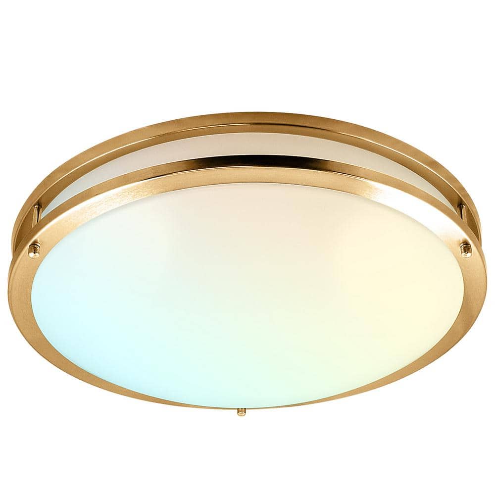 24-Watt 18 in. 5 Color Selectable LED 2700K/3000K/3500K/4000K/5000K Flush Mount Dimmable Fixture 2160 Lumens ETL Brass - Hercitys