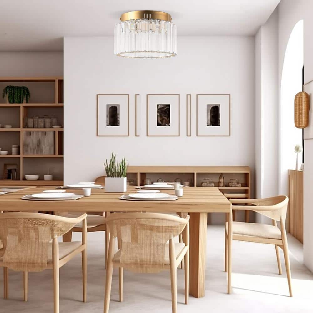 10 in. Gold Cylinder 1-Light Dimmable LED Flush Mount Ceiling Light Fixture with 3CCT Control - Hercitys