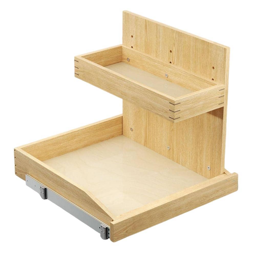 22.5″ W Kitchen Under Sink Storage Drawer, Pull Out Drawer with Soft Close, Adjustable, U Bracket (Left)-Natural - Hercitys