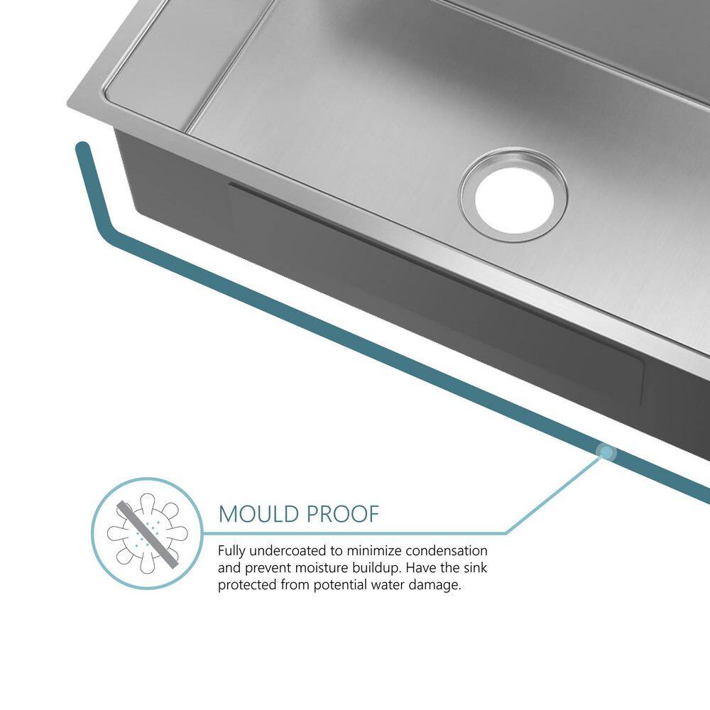 31 in. Single Bowl 18-Gauge Stainless Steel Small Radius Undermount Kitchen Sink - Hercitys