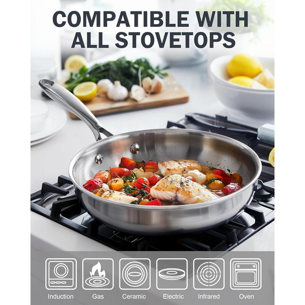 10 in. Multi-Ply Clad Stainless Steel Frying Pan - Hercitys