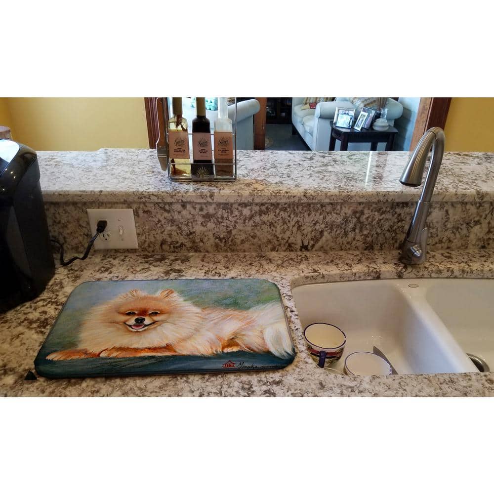 14 in. x 21 in. Multi-Color Pomeranian Full Body Dish Drying Mat - Hercitys