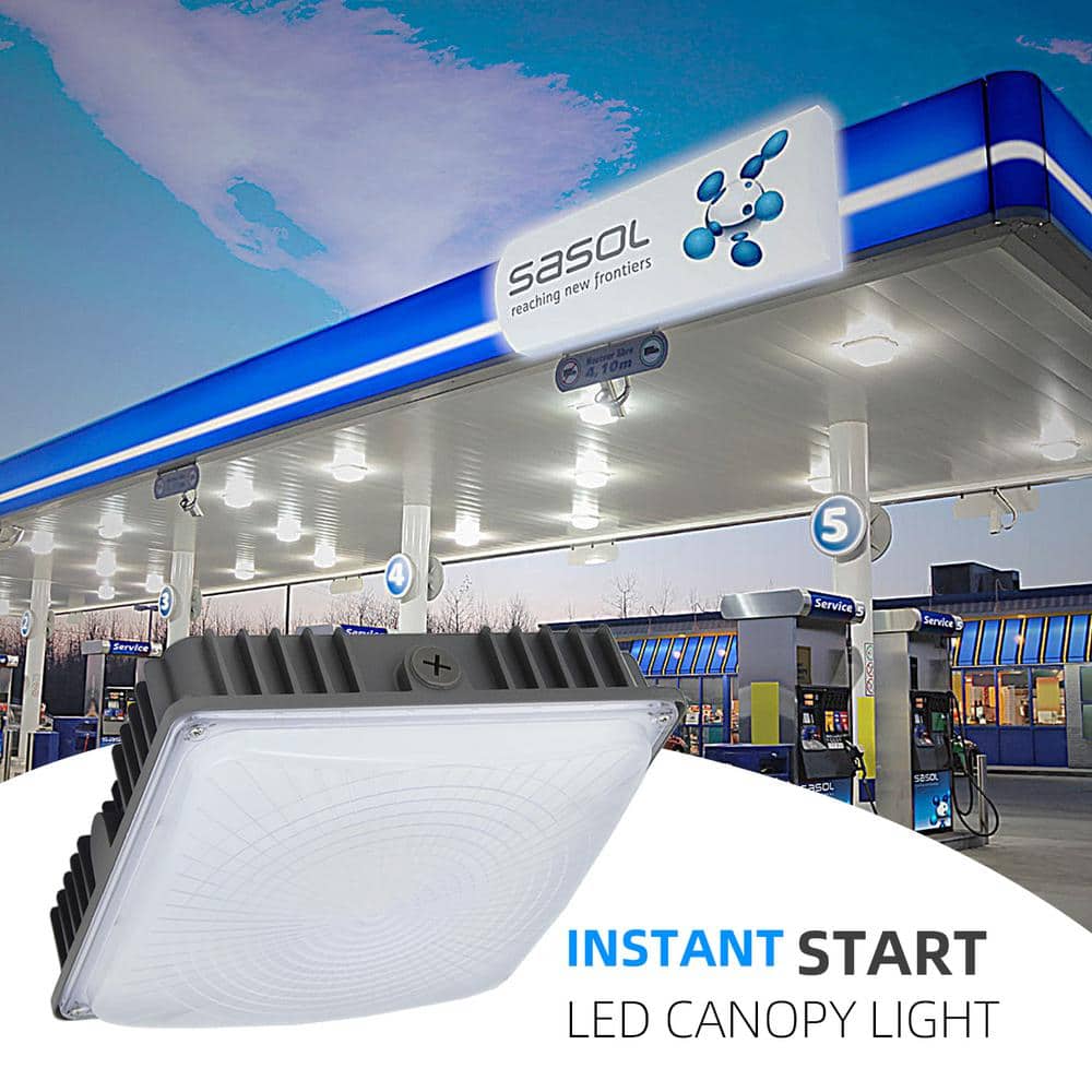 350-Watt Equivalent Integrated LED Bronze Canopy Light Fixture, 5000K Outdoor Lighting 8400LM LED Canopy Light (2-Pack) - Hercitys