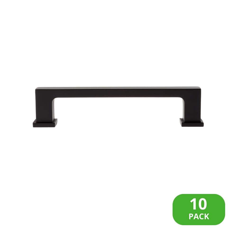 10-Pack Chelsey 4 in. (102 mm) Center-to-Center Classic Matte Black Bar Drawer Pull - Hercitys