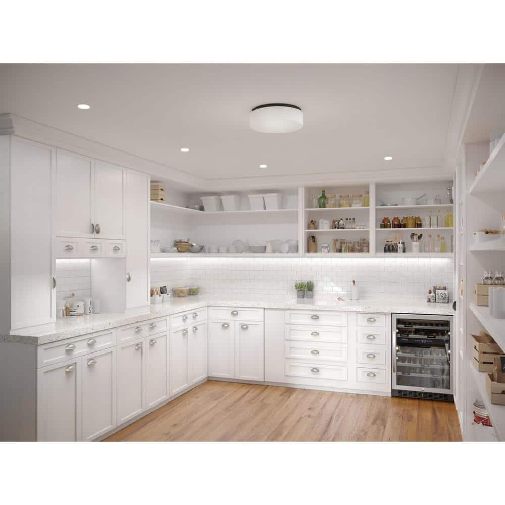 11 in. LED Drums 21-Watt Black Integrated LED Flush Mount for Garage and Pantry - Hercitys