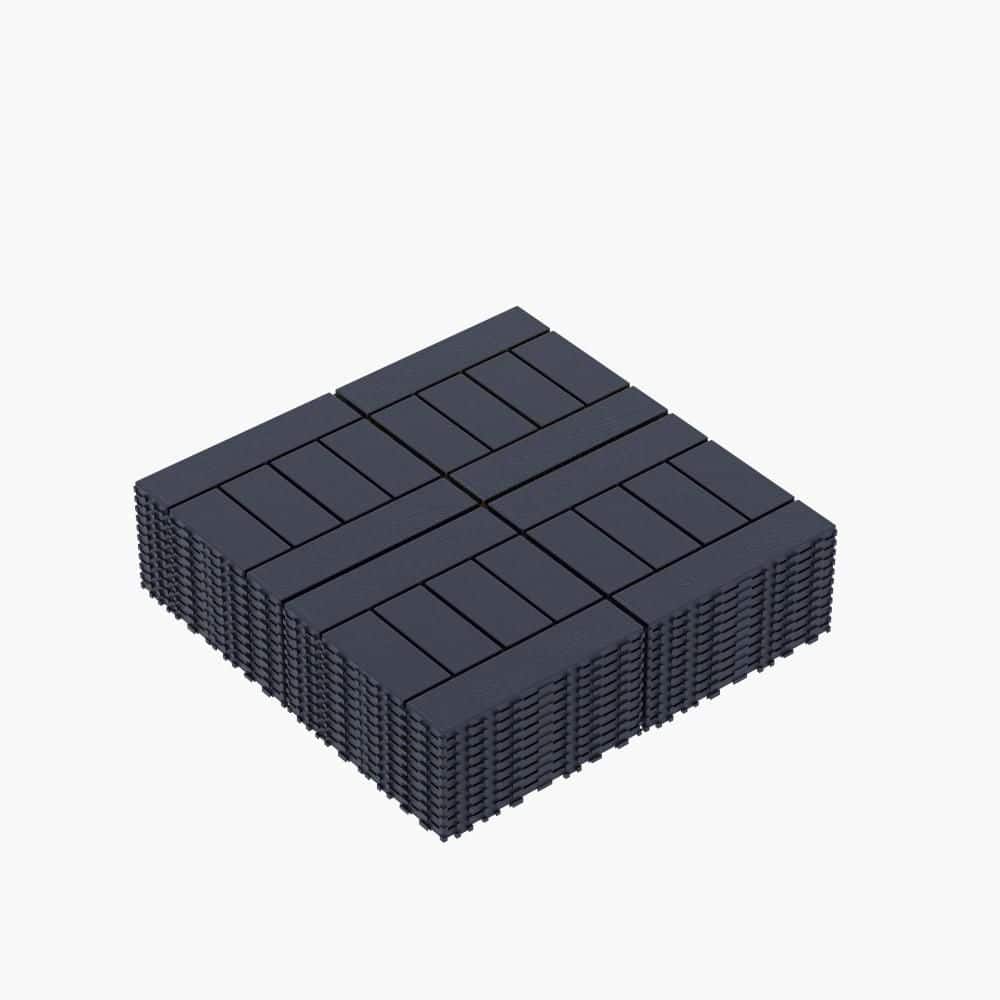1 ft. x 1 ft. Outdoor Square Plastic Paver Interlocking Flooring Deck Tiles for Courtyard Garden (Set of 44 pcs) in Gray - Hercitys