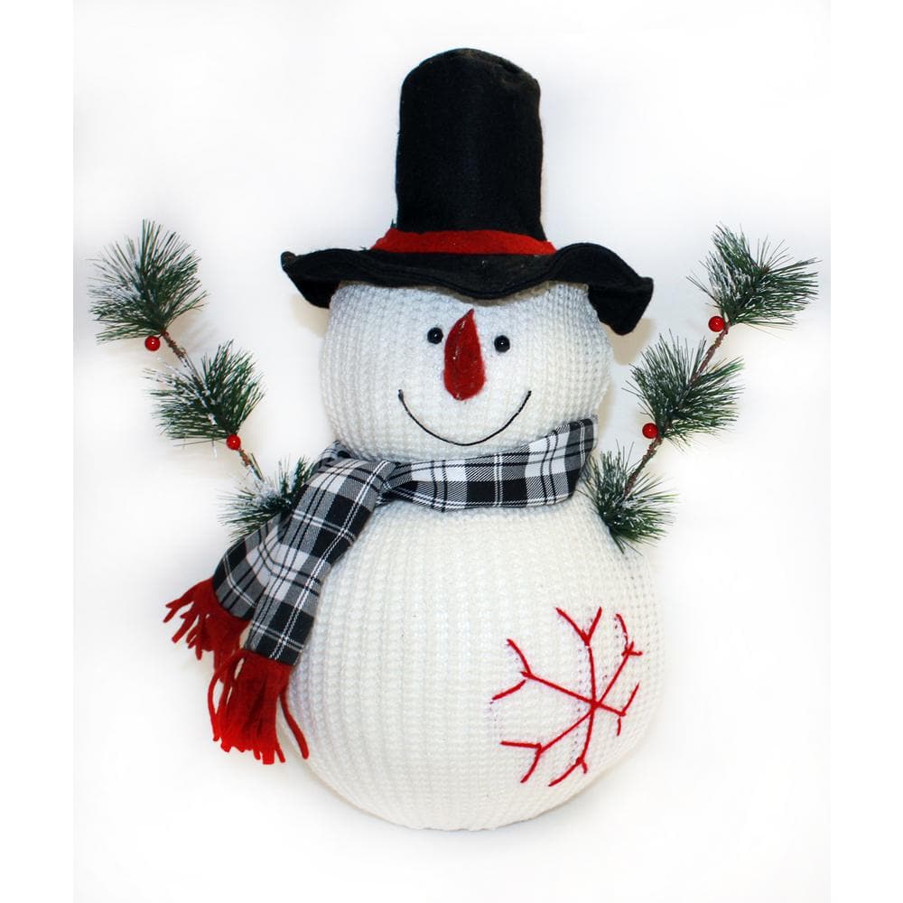 12 in. Tabletop Knit Christmas Snowman with Hat - Hercitys