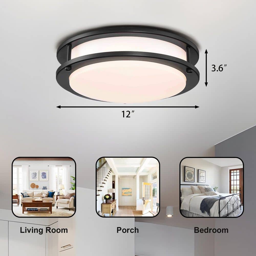 11 in. Modern Bronze 5CCT LED Integrated Flush Mount Fixture with Shade - Hercitys