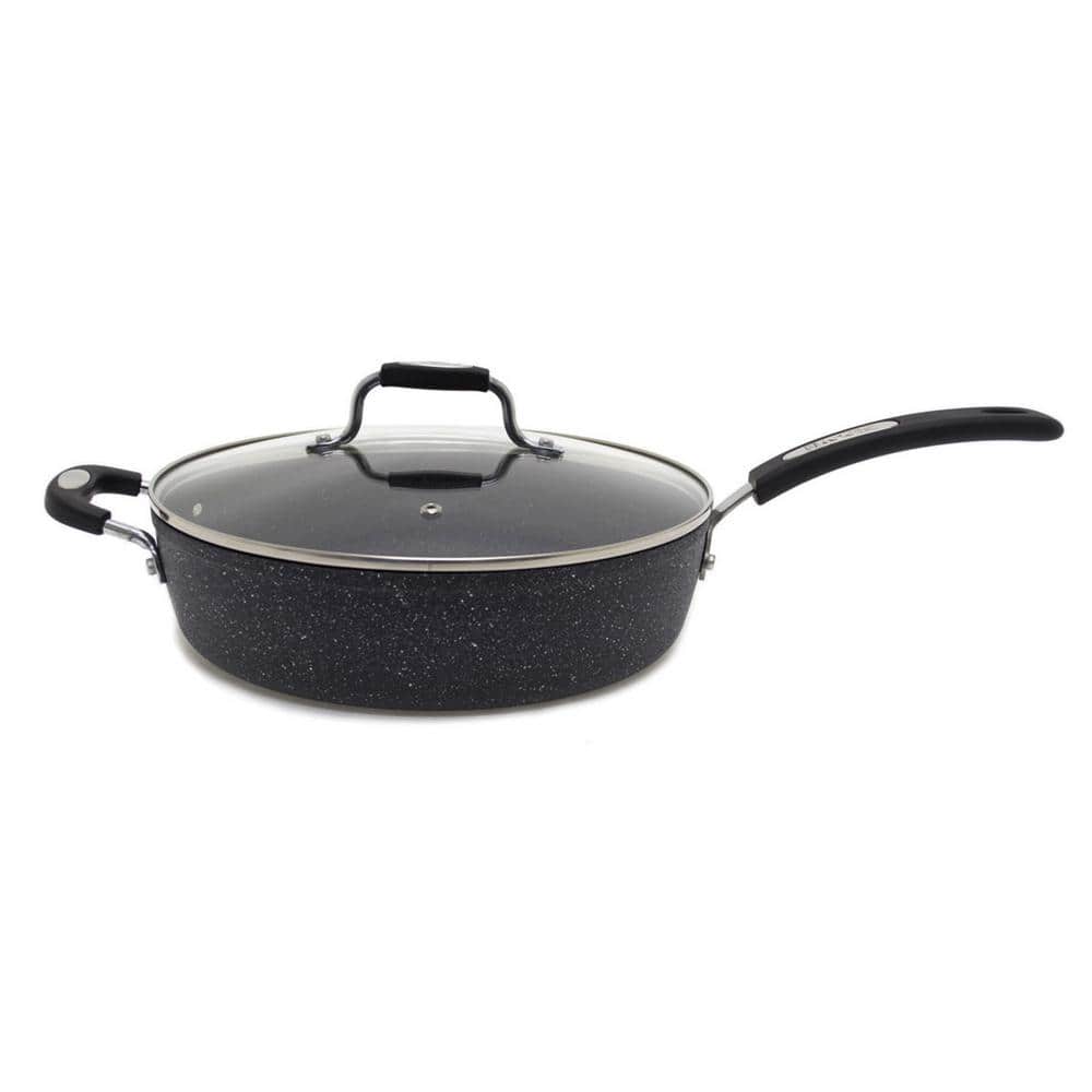 12 in. Aluminum Nonstick Deep Frying Pan in Black with Lid - Hercitys