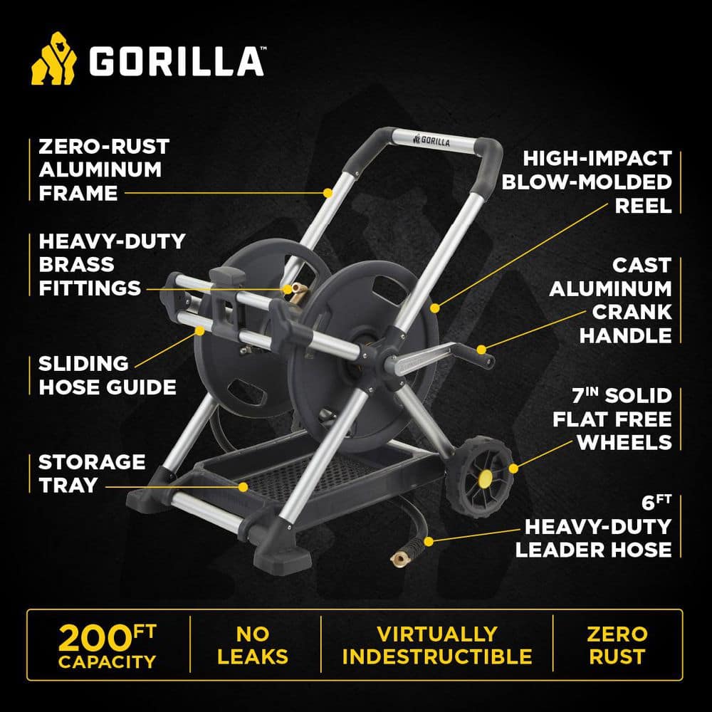 200 ft. Aluminum Zero Rust Premium Mobile Hose Reel - Hercitys
