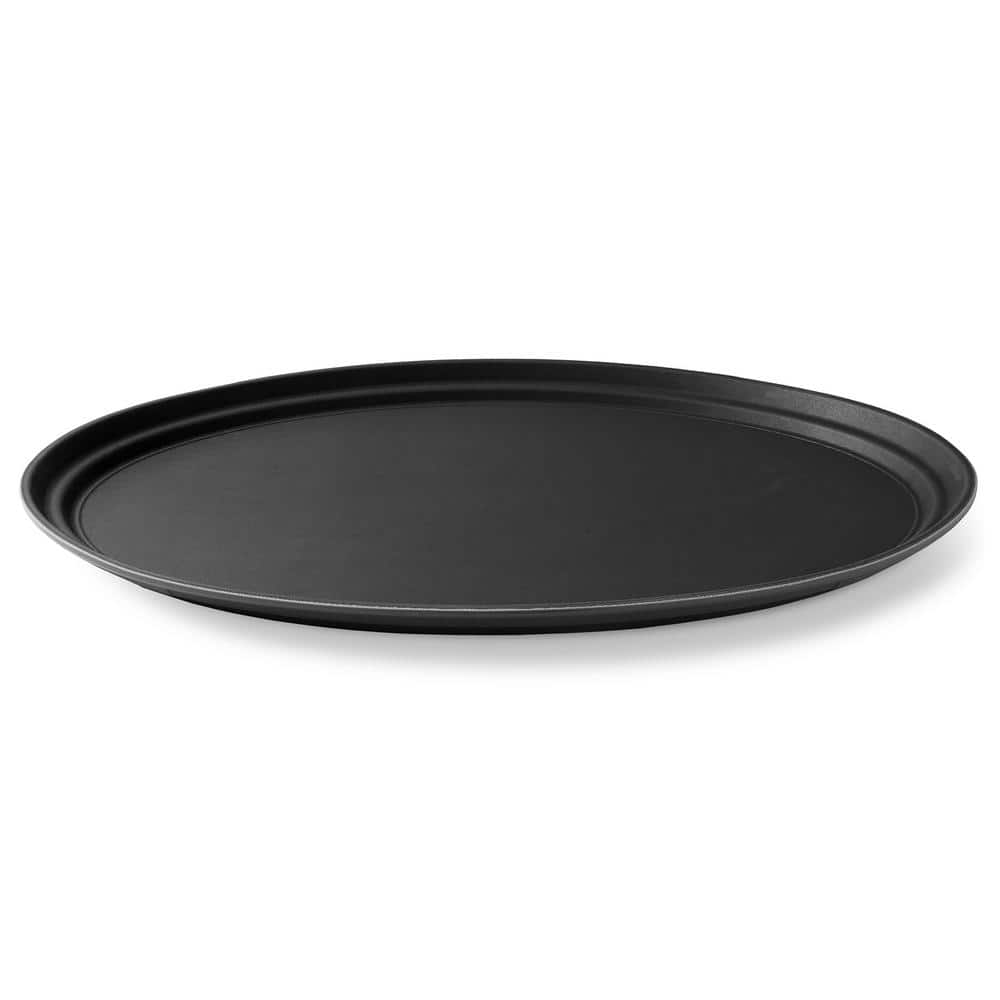 25 in. x 20 in. x .1.25 in. Oval Plastic Non-Slip Restaurant Serving Tray, Black – NSF Food Service - Hercitys