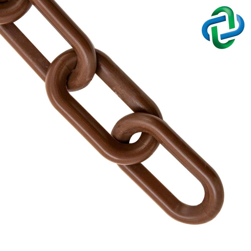 2 in. (#8, 51 mm) x 100 ft. Brown Plastic Barrier Chain - Hercitys