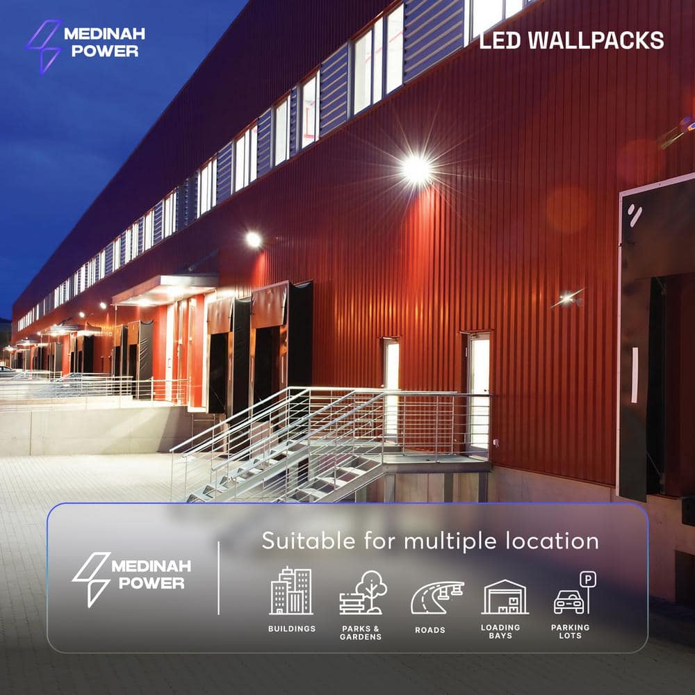 250-Watt Equivalent Integrated LED Outdoor Bronze Wallpack Light, 11000 Lumens, 4000K Bright white light, Dusk-to-Dawn - Hercitys