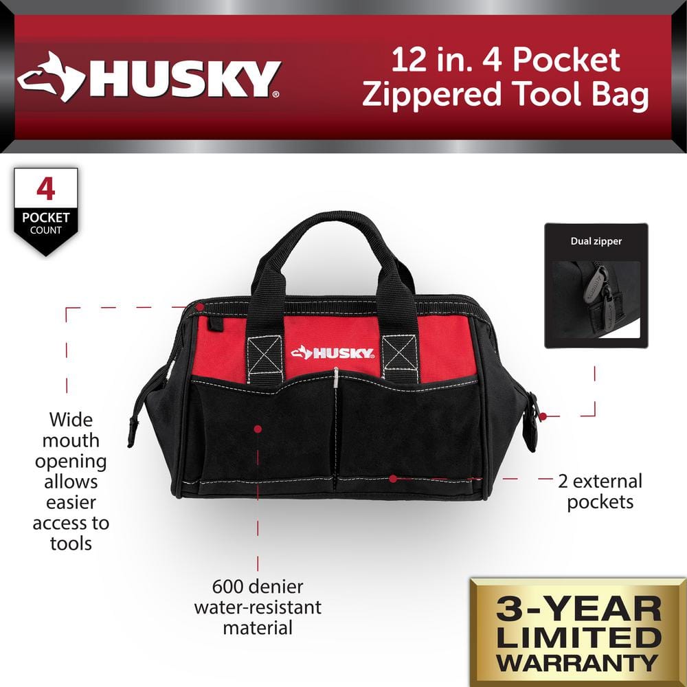 12 in. 4-Pocket Zippered Tool Bag (2-Pack) - Hercitys