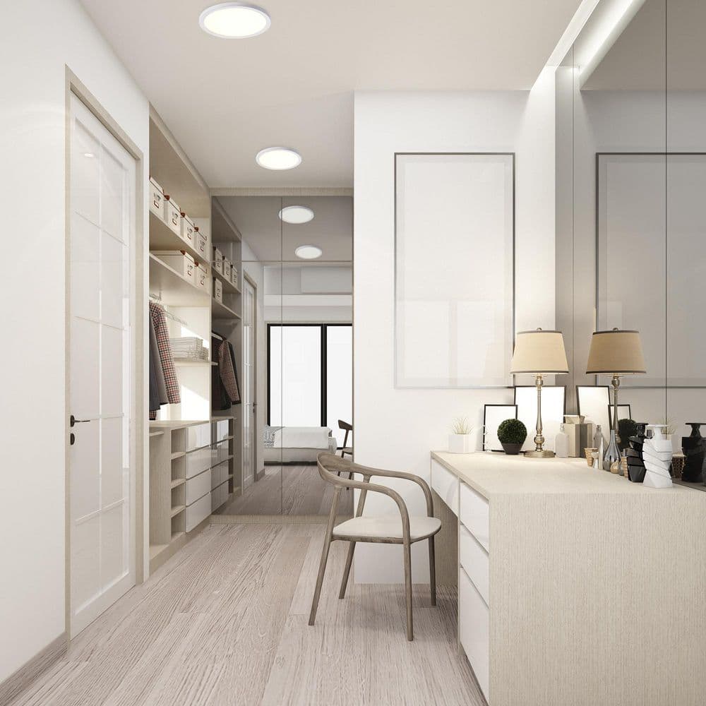 12 in. White Round Flat 3000K 4000K 5000K Dimmable LED Flush Mount Ceiling Light Closet Bathroom Hallway Lighting - Hercitys