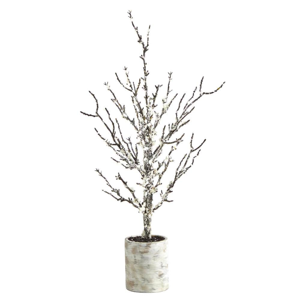 24 in. Snowed Twig Artificial Tree in Decorative Planter - Hercitys