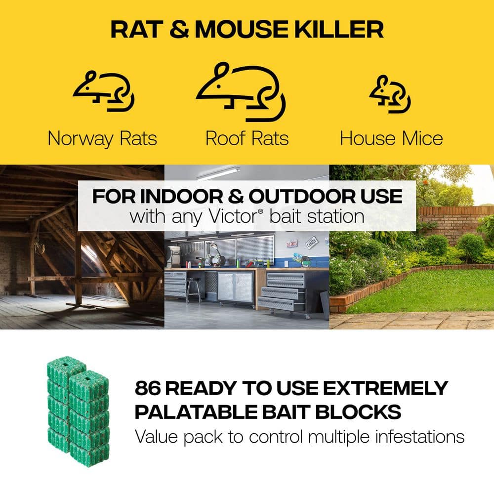 4LB Fast-Kill Heavy-Duty Easy-to-Use Rodenticide Bait Blocks – Includes 86 blocks - Hercitys