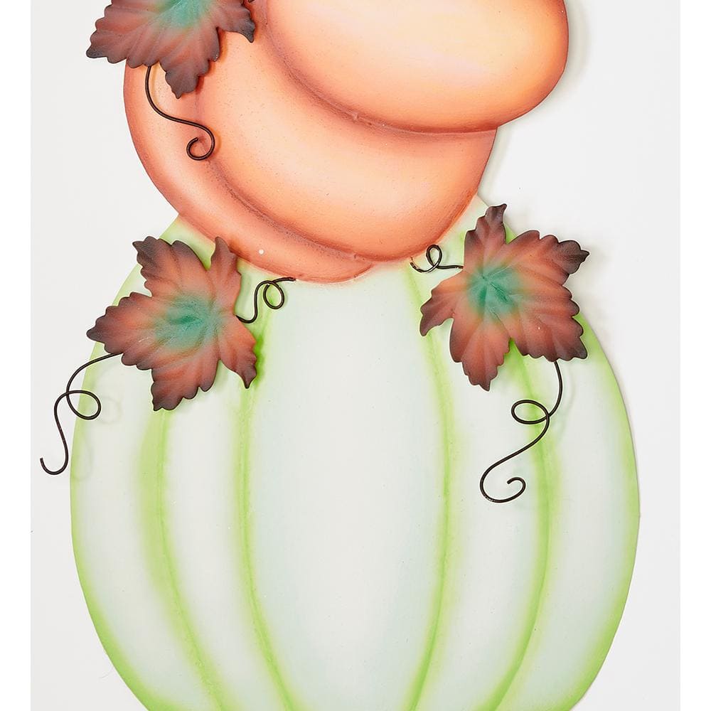 36 in. Metal Stacked White and Orange Pumpkin Outdoor Yard Stake - Hercitys