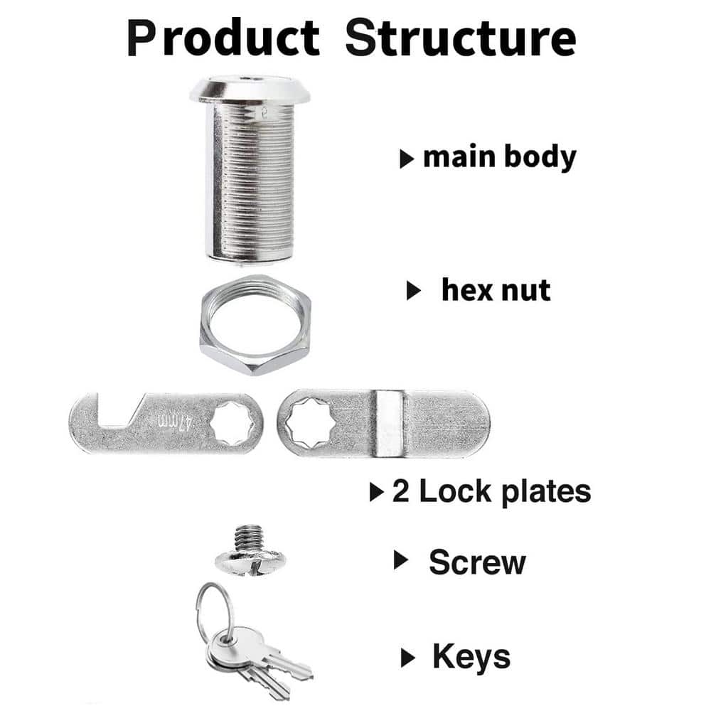 1-1/8 in. Keyed Alike Cabinet Cam Lock Set with Locks, Locking Plates and Keys for 7/8 in. Max Door Thickness (10-Pack) - Hercitys