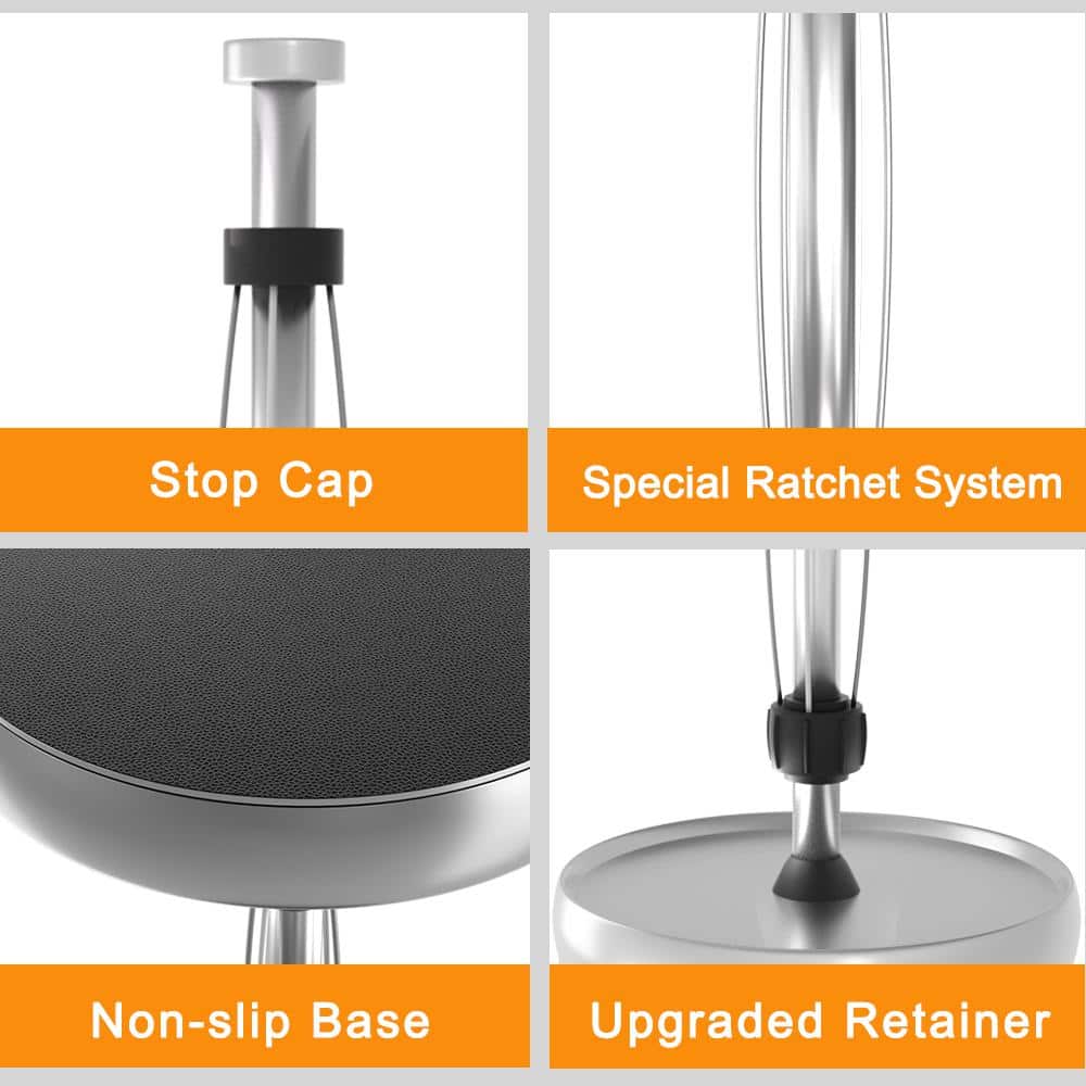 12.4 in. H x 6.9 in. W Sliver Paper Towel Holder Countertop with Ratchet Mechanism Steady Paper Towel Holder - Hercitys