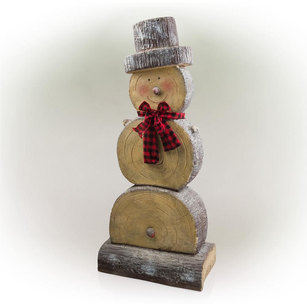 46 in. Tall Extra Large Christmas Snowman Statue with Wood Texture - Hercitys
