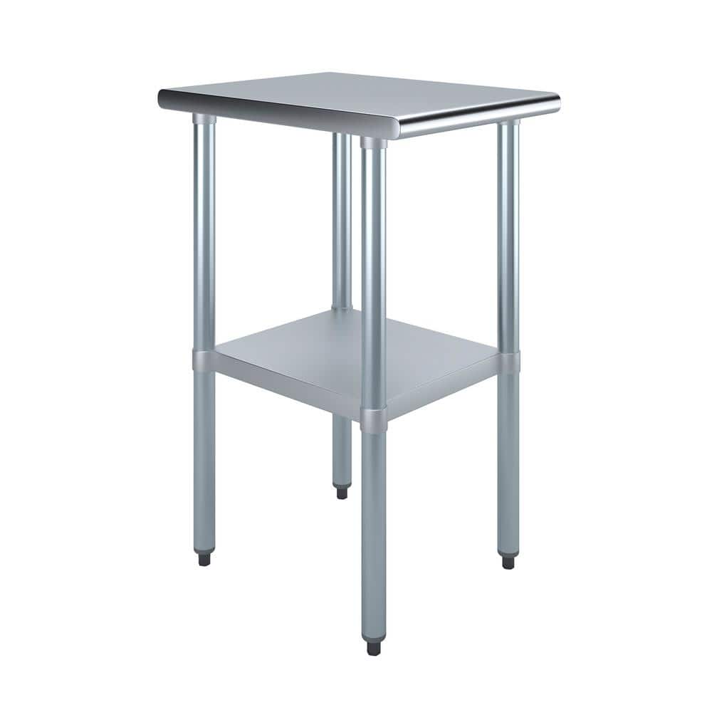 24 in. x 18 in. Stainless Steel Kitchen Utility Table with Adjustable Bottom Shelf - Hercitys
