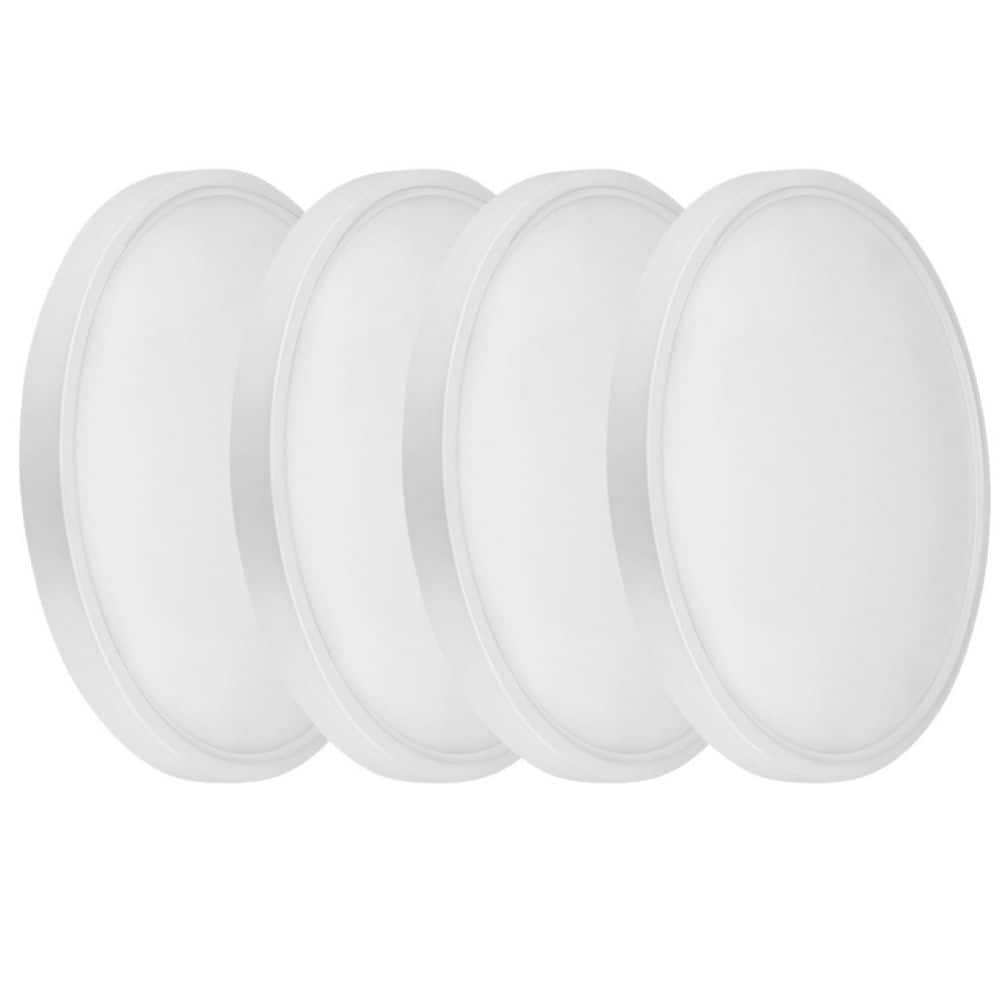 12 in. Modern White (3000K:4000K:5000K) 3CCT Selectable Integrated LED Flush Mount for Kitchens or Bedrooms (4-Piece) - Hercitys