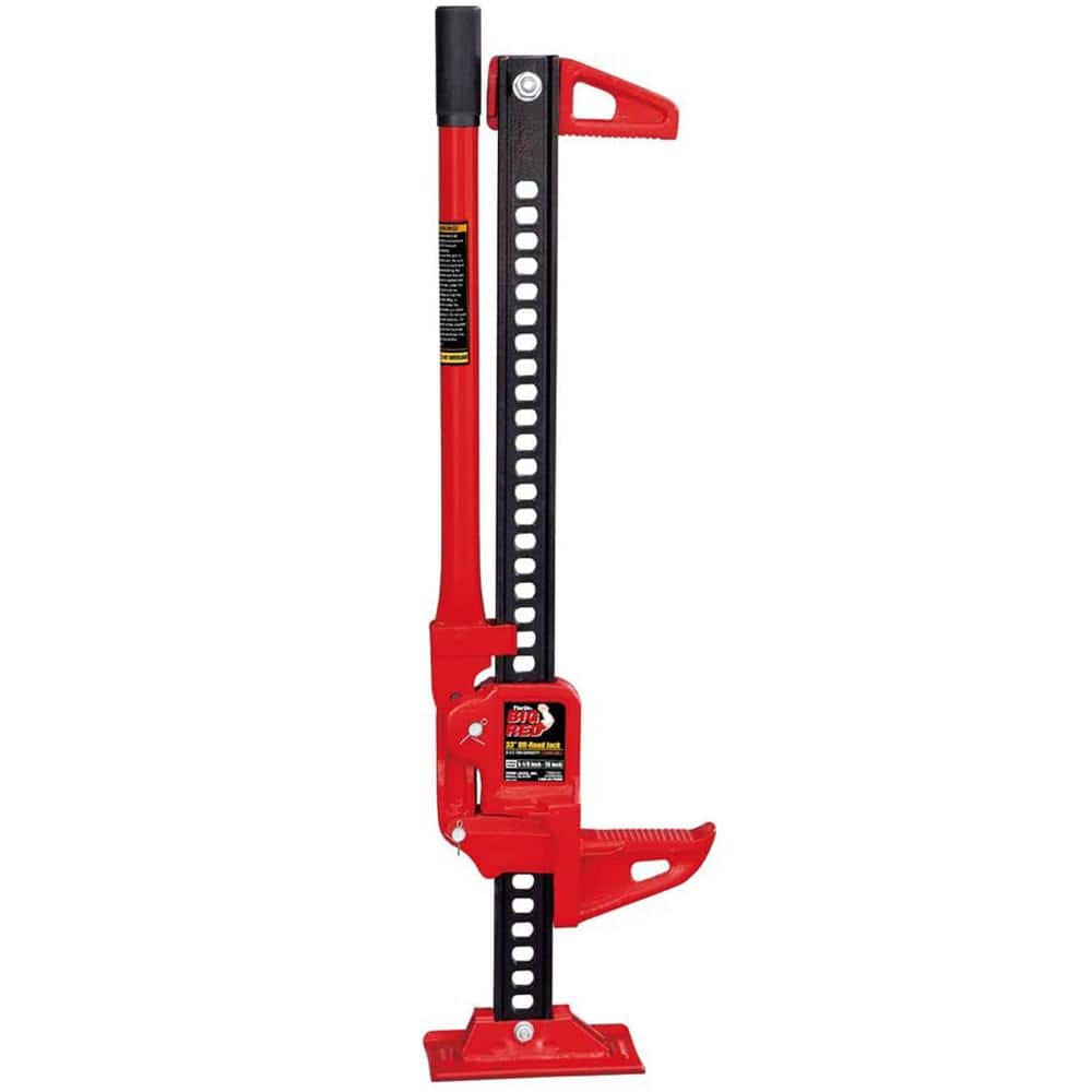 3-Ton (6,000 lbs.) Capacity 33 in. Ratcheting Off Road Utility Farm Jack, Red and Black - Hercitys