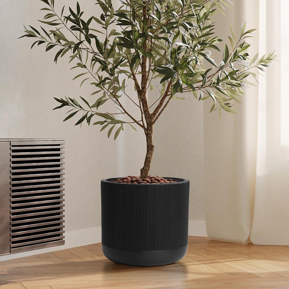 17.3 in. W x 17.1 in. H Black Stripes Ceramic Individual Pot - Hercitys